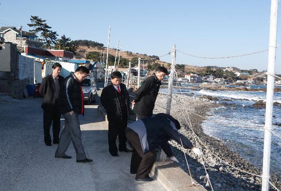 해안 방파벽 침하지역 현장 방문